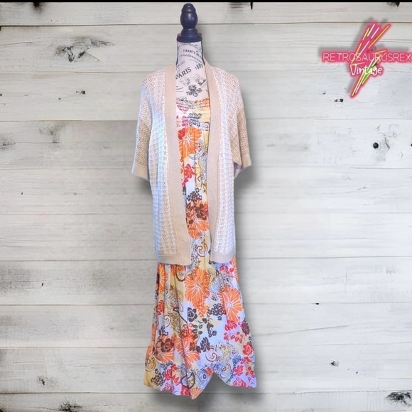 VINTAGE Coldwater Creek Beige Neutral Open Cardigan Sweater - Picture 5 of 8